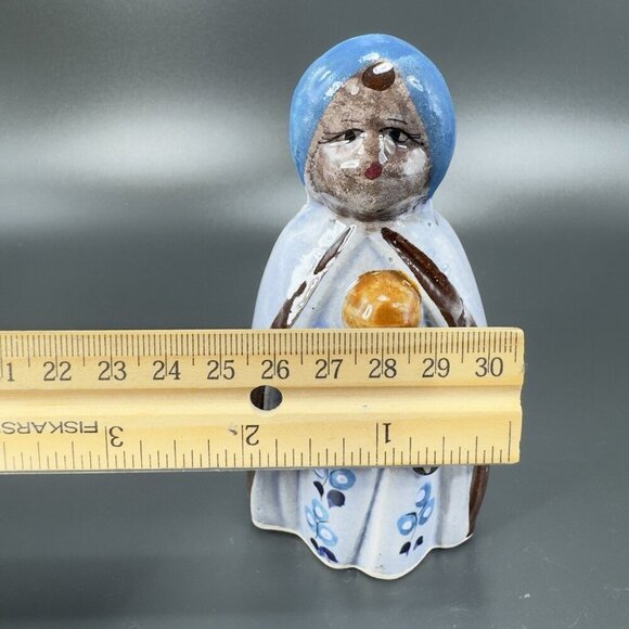 Vintage Mexican Pottery Hand Painted Blue Tonala Nativity Figurine Wise Men King - Picture 4 of 8